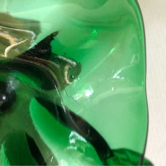 Vtg Emerald Green Glass Basket with Handle - Picture 12 of 14